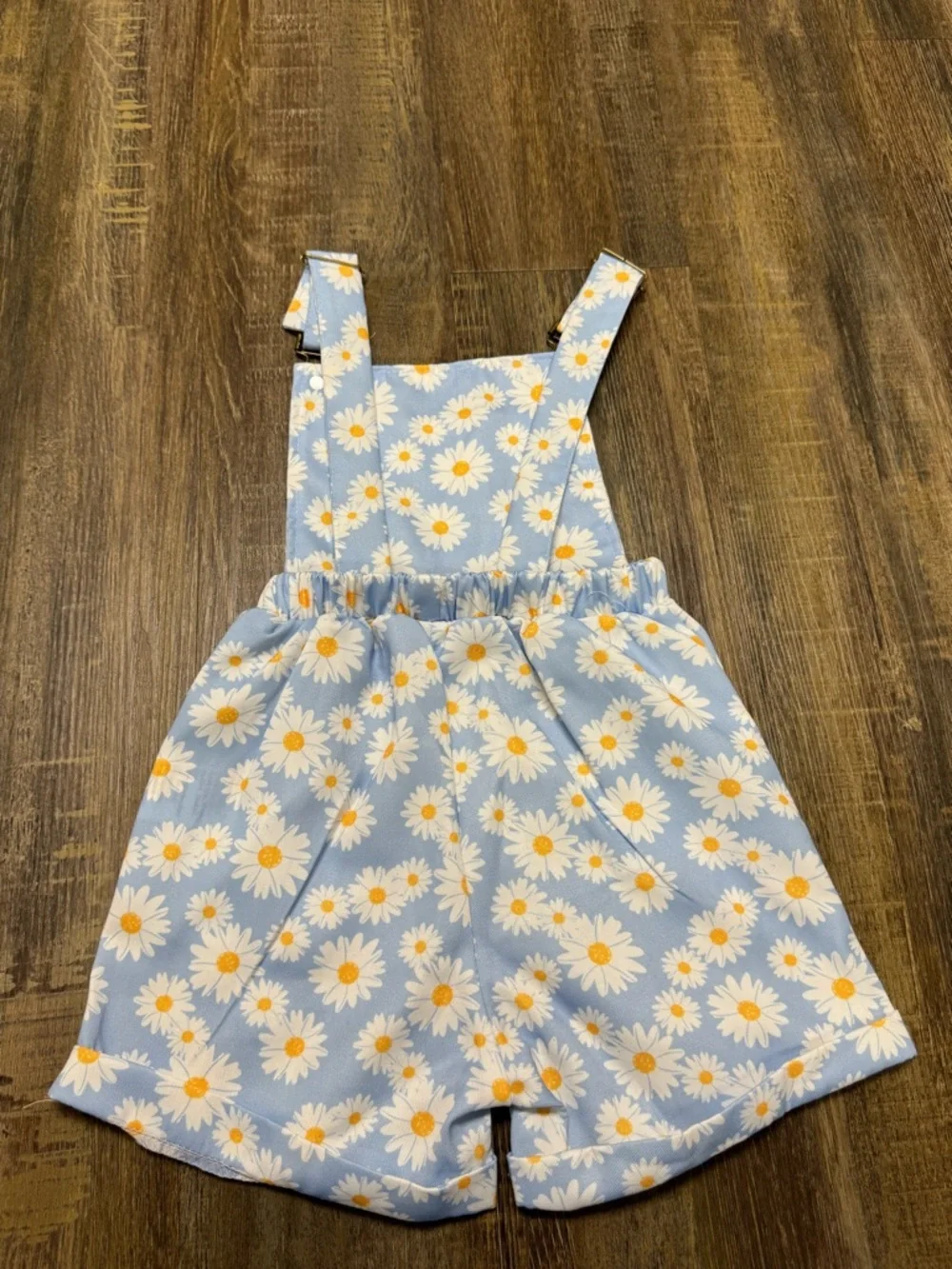 Blue Daisy‎ Print Kids Overalls Shorts - Floral Suspender Romper 2-3 Year Old